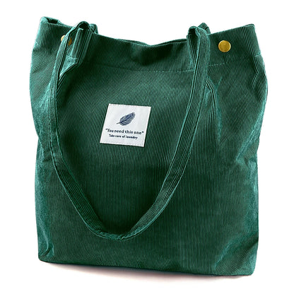 Corduroy Tote Bag Large for Women Girl Lady Canvas Shoulder Cord Purse and Handbags with Inner Pocket (Retro Flower)