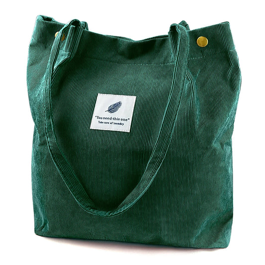 Corduroy Tote Bag Large for Women Girl Lady Canvas Shoulder Cord Purse and Handbags with Inner Pocket (Retro Flower)