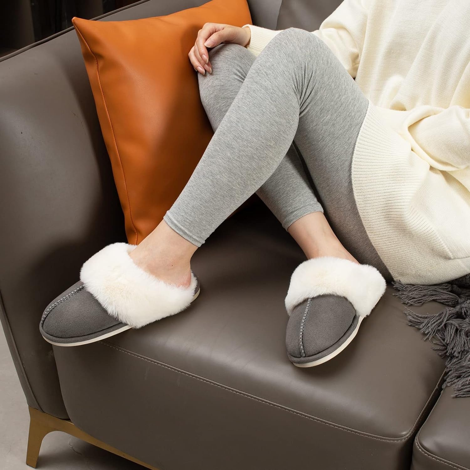 Women'S Memory Foam Slippers - Cloud-Like Comfort for Hard Floors, Ultra-Soft Machine Washable Indoor Outdoor House Shoes with Non-Slip Sole